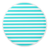 Turquoise & White Stripes Keramische Knop (Voorkant)