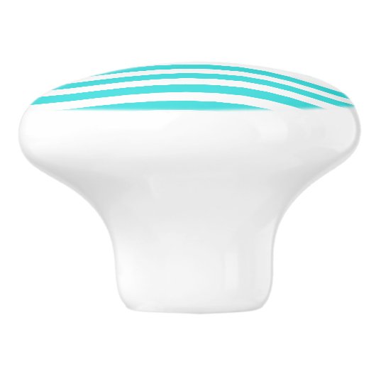 Turquoise & White Stripes Keramische Knop (Zijkant)