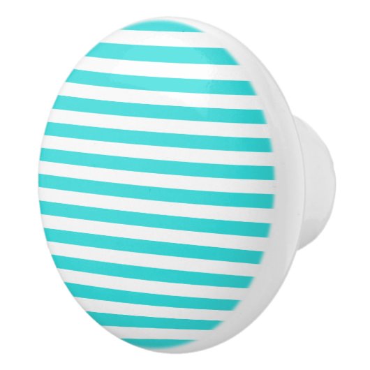 Turquoise & White Stripes Keramische Knop (Rechts)