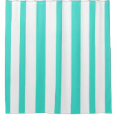 Turquoise White Summer Stripes Douchegordijn (Voorkant)