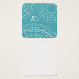 Turquoise & White Surprise Persoonlijke opmerkinge Vierkante Visitekaartjes
