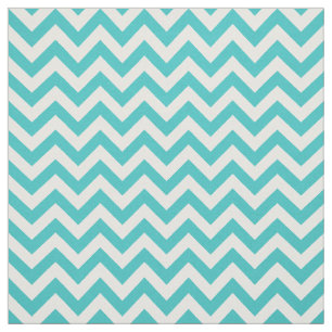 Turquoise White Trendy Chevron Pattern Fabric Stof