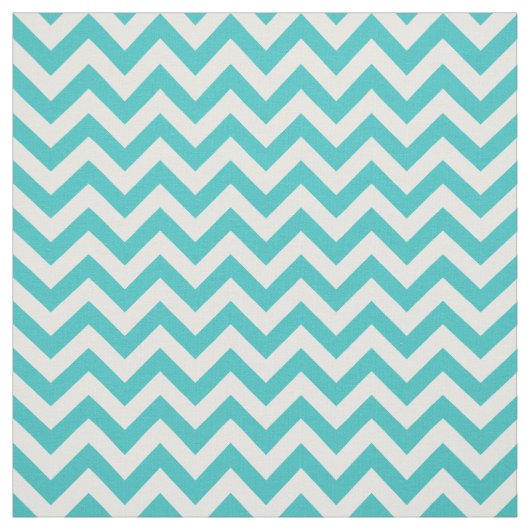 Turquoise White Trendy Chevron Pattern Fabric Stof (Swatch)
