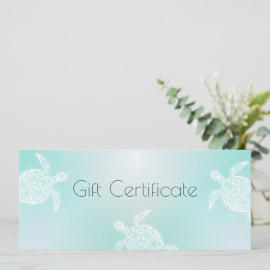 Turquoise White Turtle Cadeaucertificaat (Staand voorkant)