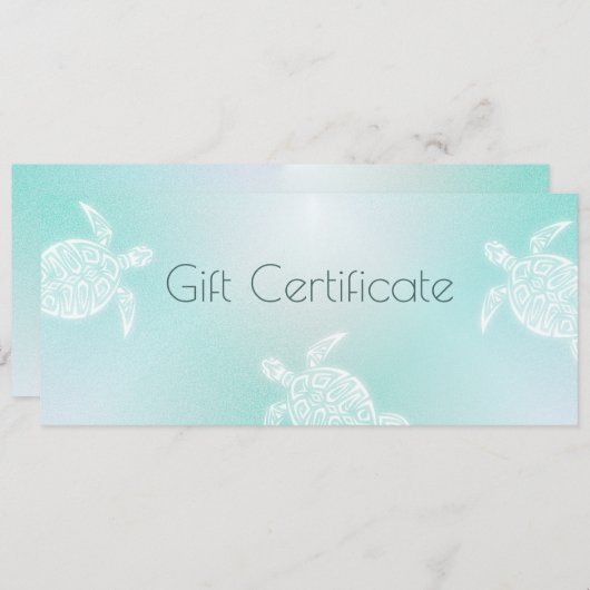 Turquoise White Turtle Cadeaucertificaat (Voorkant / Achterkant)