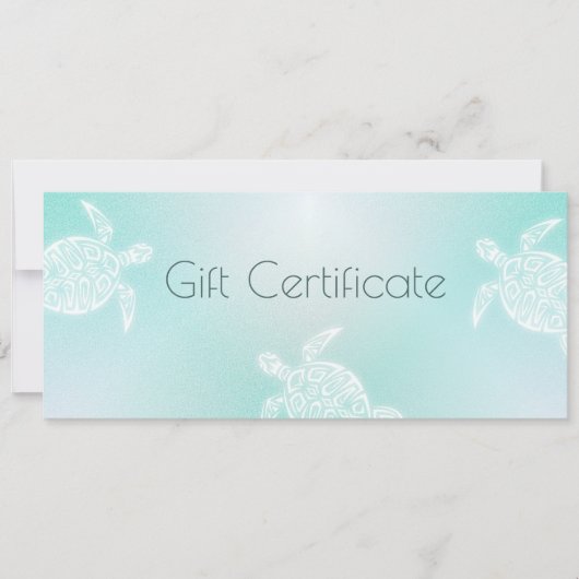 Turquoise White Turtle Cadeaucertificaat (Voorkant)
