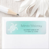 Turquoise White Turtle Coastal Etiket (Insitu)