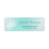 Turquoise White Turtle Coastal Etiket (Voorkant)