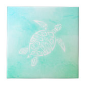 Turquoise White Turtle Coastal Maritime Waterverf Tegeltje (Voorkant)