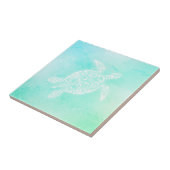Turquoise White Turtle Coastal Maritime Waterverf Tegeltje (Zijkant)