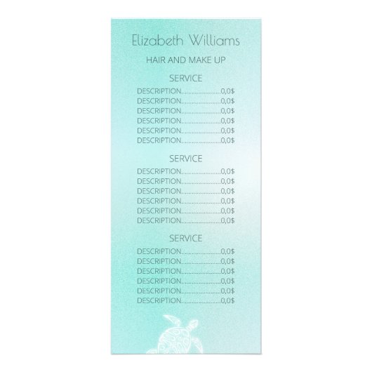 Turquoise White Turtle Coastal Reclamekaart (Voorkant)