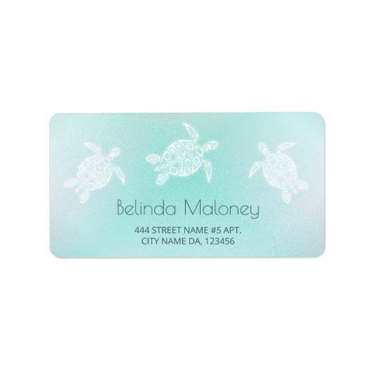 Turquoise White Turtle Etiket (Voorkant)