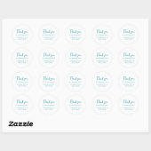 Turquoise & White Wedding Classic Round Sticker (Vel)
