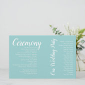 Turquoise White Wedding Photo Ceremony Program (Staand voorkant)