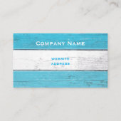 Turquoise & White Wooden Visitekaartje (Achterkant)