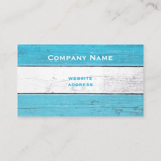 Turquoise & White Wooden Visitekaartje (Achterkant)