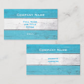 Turquoise & White Wooden Visitekaartje (Voorkant / Achterkant)