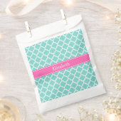 Turquoise WhMoroccan #5 Hot Pink2 Name Monogram Bedankzakje (Geknipt)