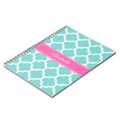 Turquoise WhMoroccan #5 Hot Pink2 Name Monogram Notitieboek (Linkerzijde)