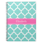 Turquoise WhMoroccan #5 Hot Pink2 Name Monogram Notitieboek (Voorkant)