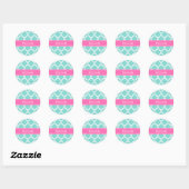 Turquoise WhMoroccan #5 Hot Pink2 Name Monogram Ronde Sticker (Vel)