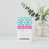 Turquoise WhMoroccan #5 Hot Pink2 Name Monogram Visitekaartje (Staand voorkant)