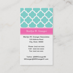 Turquoise Wht Marokkaans #5 Hot Roze2 Naam Monogra Visitekaartje