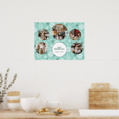 Turquoise Winter Birthday Party Photo Collage Poster (Keuken)