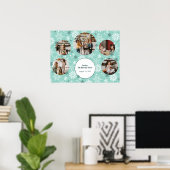 Turquoise Winter Birthday Party Photo Collage Poster (Thuiskantoor)