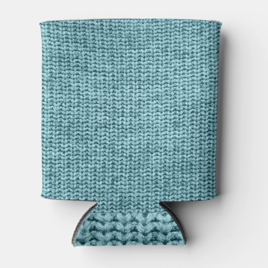 Turquoise winter gebreide trui textuur. blikjeskoeler (Voorkant)