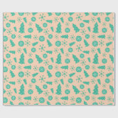 Turquoise Winter Snowflake Kerstboom Ornament Cadeaupapier (Vlak)