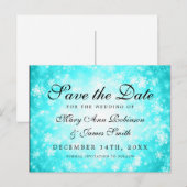 Turquoise Winter Wonderland Elegant Save the Date Aankondigingskaart (Voorkant / Achterkant)