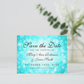 Turquoise Winter Wonderland Elegant Save the Date Aankondigingskaart (Staand voorkant)