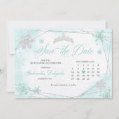 Turquoise Winter Wonderland Sneeuw Save the Date Kaart (Voorkant)