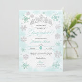 Turquoise Winter Wonderland Sneeuwvlok Quinceanera Kaart (Staand voorkant)