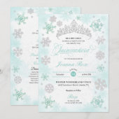Turquoise Winter Wonderland Sneeuwvlok Quinceanera Kaart (Voorkant / Achterkant)
