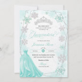 Turquoise Winter Wonderland Sneeuwvlok Quinceanera Kaart (Voorkant)