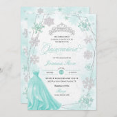 Turquoise Winter Wonderland Sneeuwvlok Quinceanera Kaart (Voorkant / Achterkant)