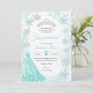 Turquoise Winter Wonderland Sneeuwvlok Quinceanera Kaart