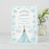 Turquoise Winter Wonderland Sneeuwvlok Quinceanera Kaart (Staand voorkant)