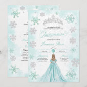Turquoise Winter Wonderland Sneeuwvlok Quinceanera Kaart (Voorkant / Achterkant)