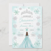 Turquoise Winter Wonderland Sneeuwvlok Quinceanera Kaart (Voorkant)