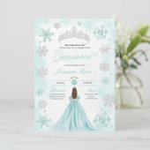 Turquoise Winter Wonderland Sneeuwvlok Quinceanera Kaart (Staand voorkant)