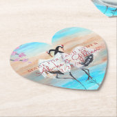 Turquoise wit beige aziatische tancho kranen kartonnen onderzetters (Gekanteld)