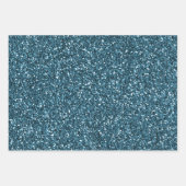 Turquoise Wit Blauw Luipaard Print Glitter Inpakpapier Vel (Voorkant 3)