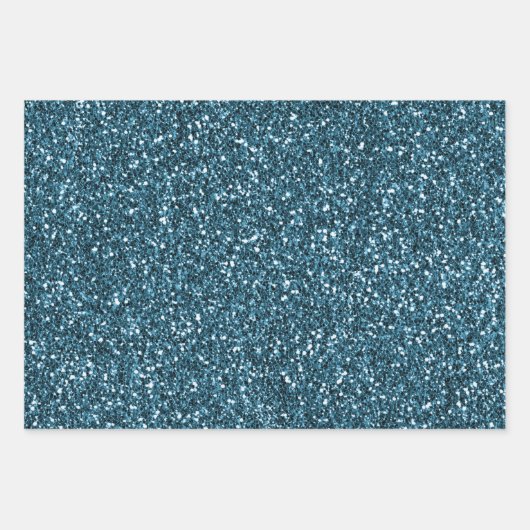 Turquoise Wit Blauw Luipaard Print Glitter Inpakpapier Vel (Voorkant 3)
