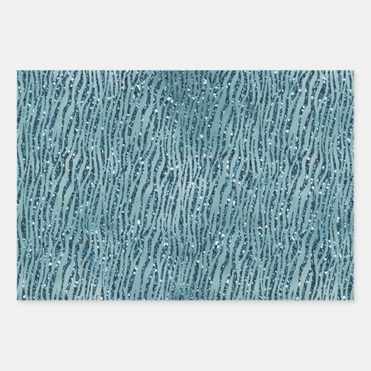 Turquoise Wit Blauw Luipaard Print Glitter Inpakpapier Vel (Voorkant 2)