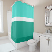 Turquoise Wit Blauwgroen Kleurenblok Stijlontwerp Douchegordijn (In situ)