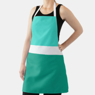 Turquoise Wit Blauwgroen Kleurenblok Stijlontwerp Schort