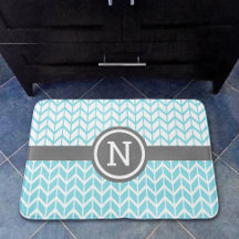 Turquoise Wit Chevron Patroon Monogram Grijs Vet